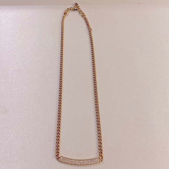 MICHAEL KORS gold steel crystal pave reversible necklace - Picture 1 of 5